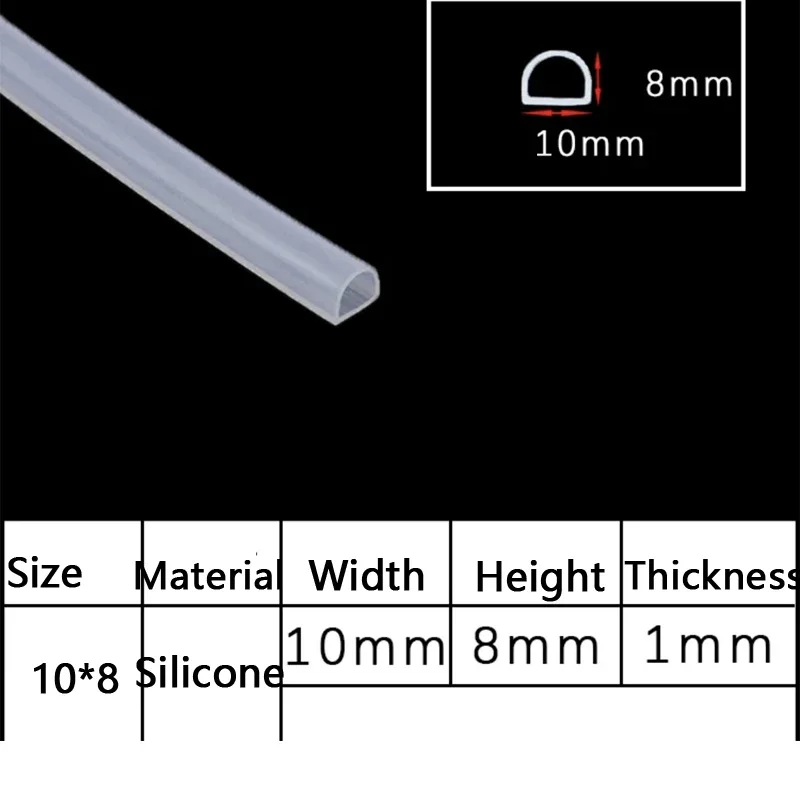 2-10M D Shape Silicone Rubber Sealing Strip Semi Circle Hollow High Temperature Self Adhesive Door Window Sound Insulating Strip