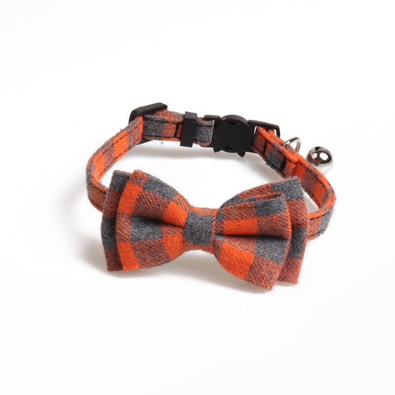1 stk fargerike rutete små hunder krager bomullsstripet bowknot halskjede bulldog chihuahua sløyfe valp katter fest bandana krage: Farge 4