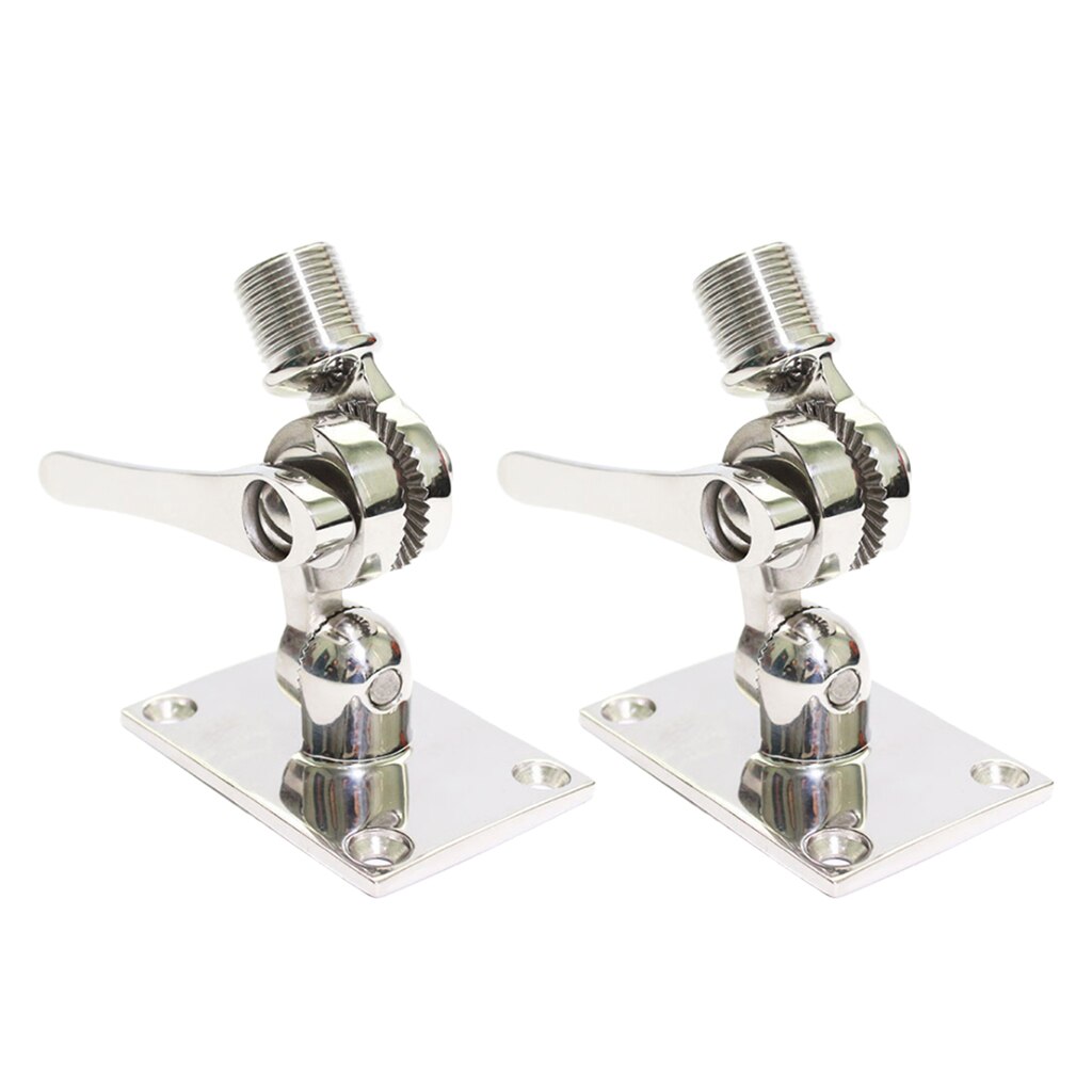 2pcs Adjustable Marine Radio VHF Antenna Base Mount Stainless Steel For ...