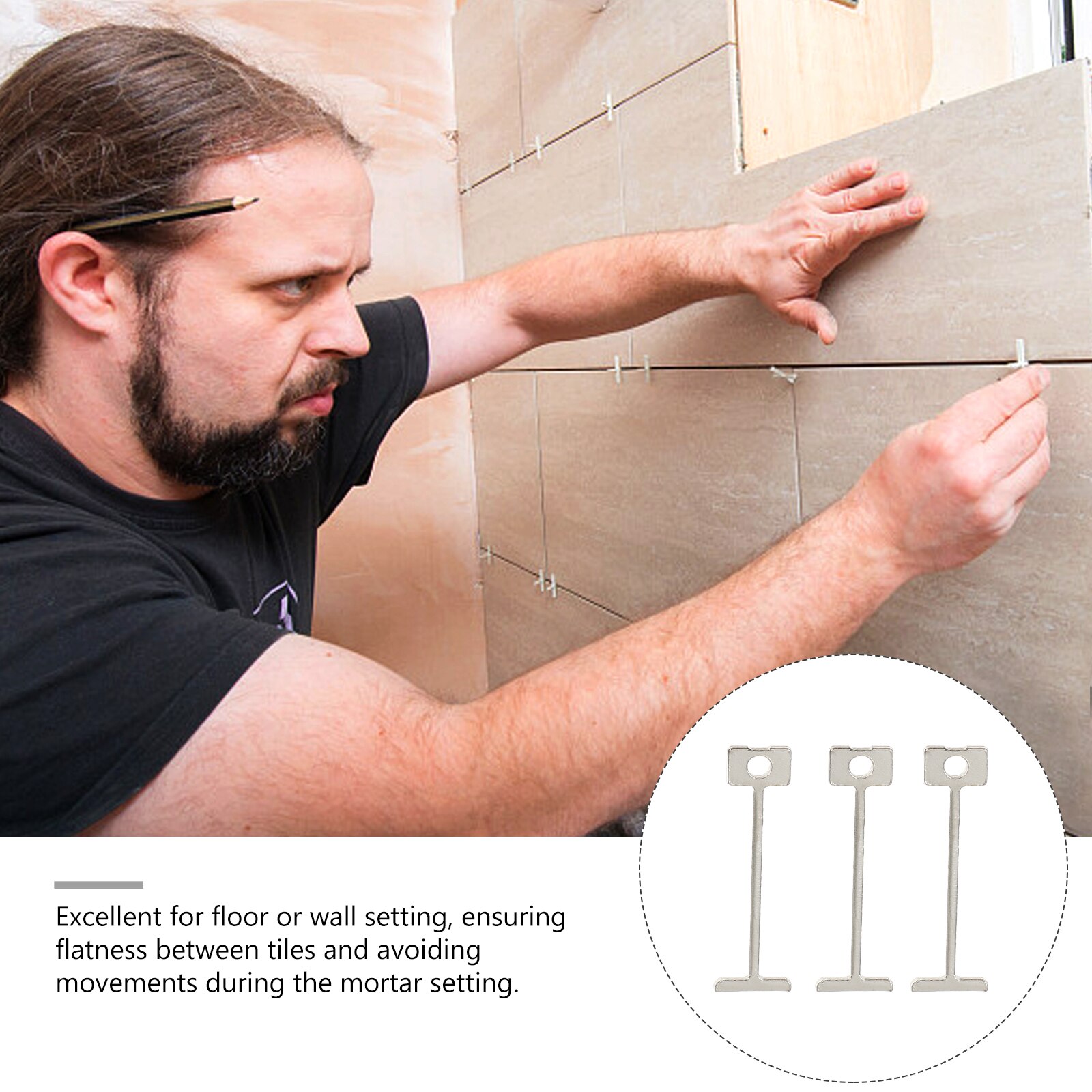 100pcs Tile Leveling System Leveling Steel Pin Tile Leveling Replaceable Pin