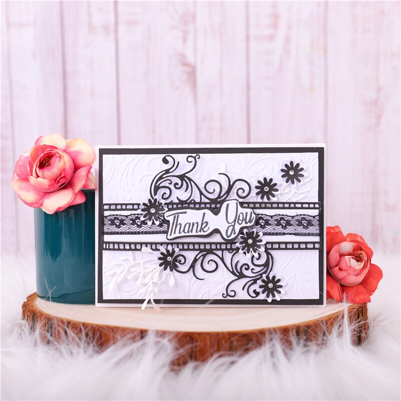 YaMinSanNiO Flower Border Metal Cutting Dies Banner Dies for DIY Scrapbooking Craft Card Embossing Die Cut Template Stencil