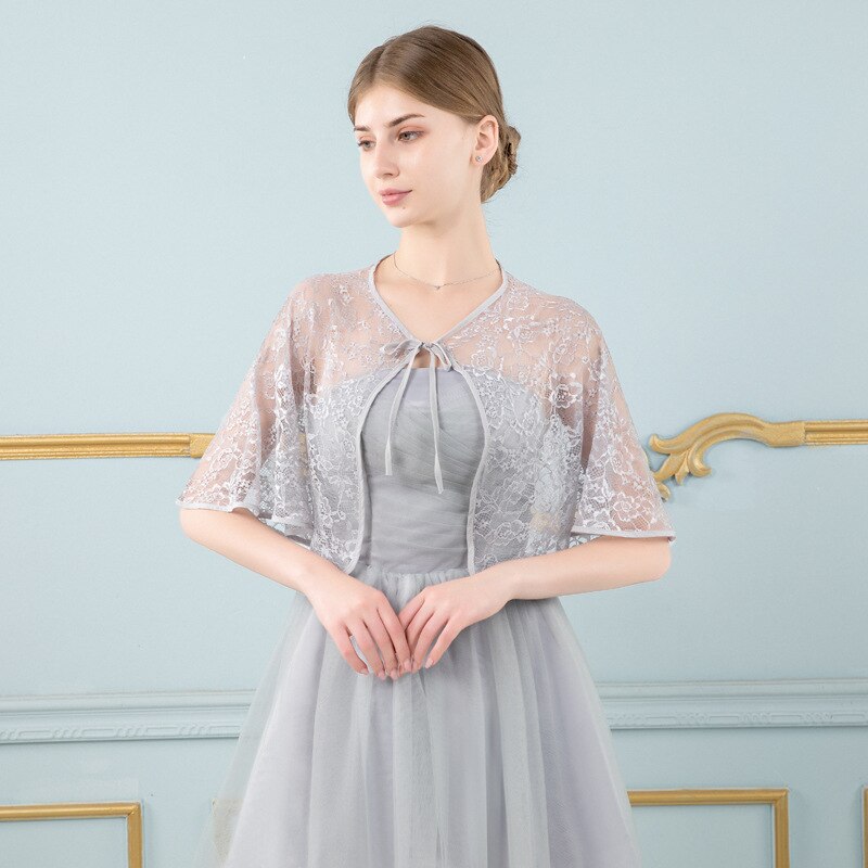 Veste de mariée élégante en dentelle, boléro, à la , châle, Cape de mariée, collection été: GRAY