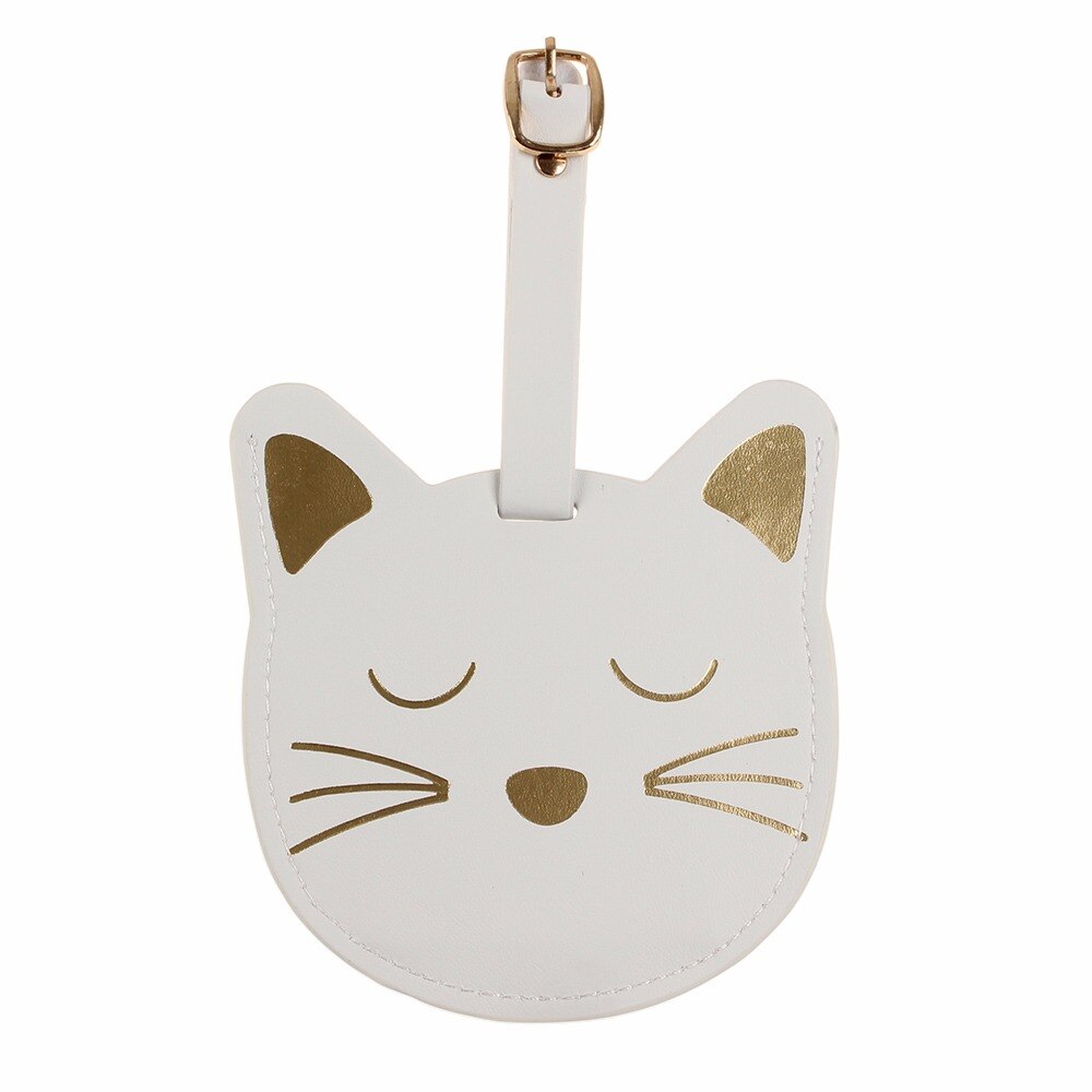 Mooie Animal Koffer Lederen Kat Luggagetag Tas Hanger Reisaccessoires Naam Id Adres Draagbare Label Zak