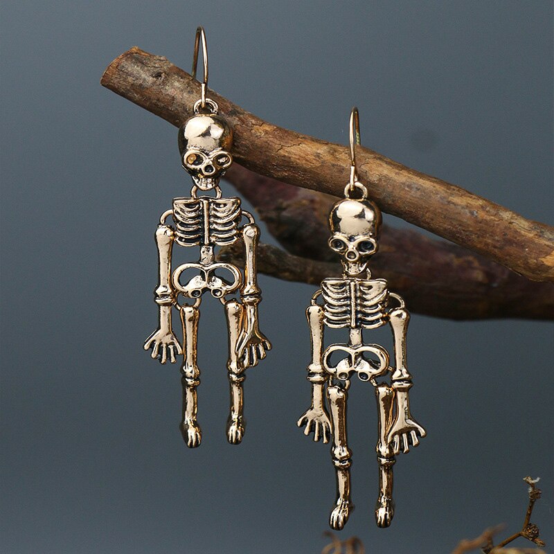 Halloween Oorbellen Schedel Skelet Ear Festival Thema Lichtmetalen Dark Punk Oor Sieraden Cadeau Voor Meisjes 1.8*7.2cm Tt @ 88