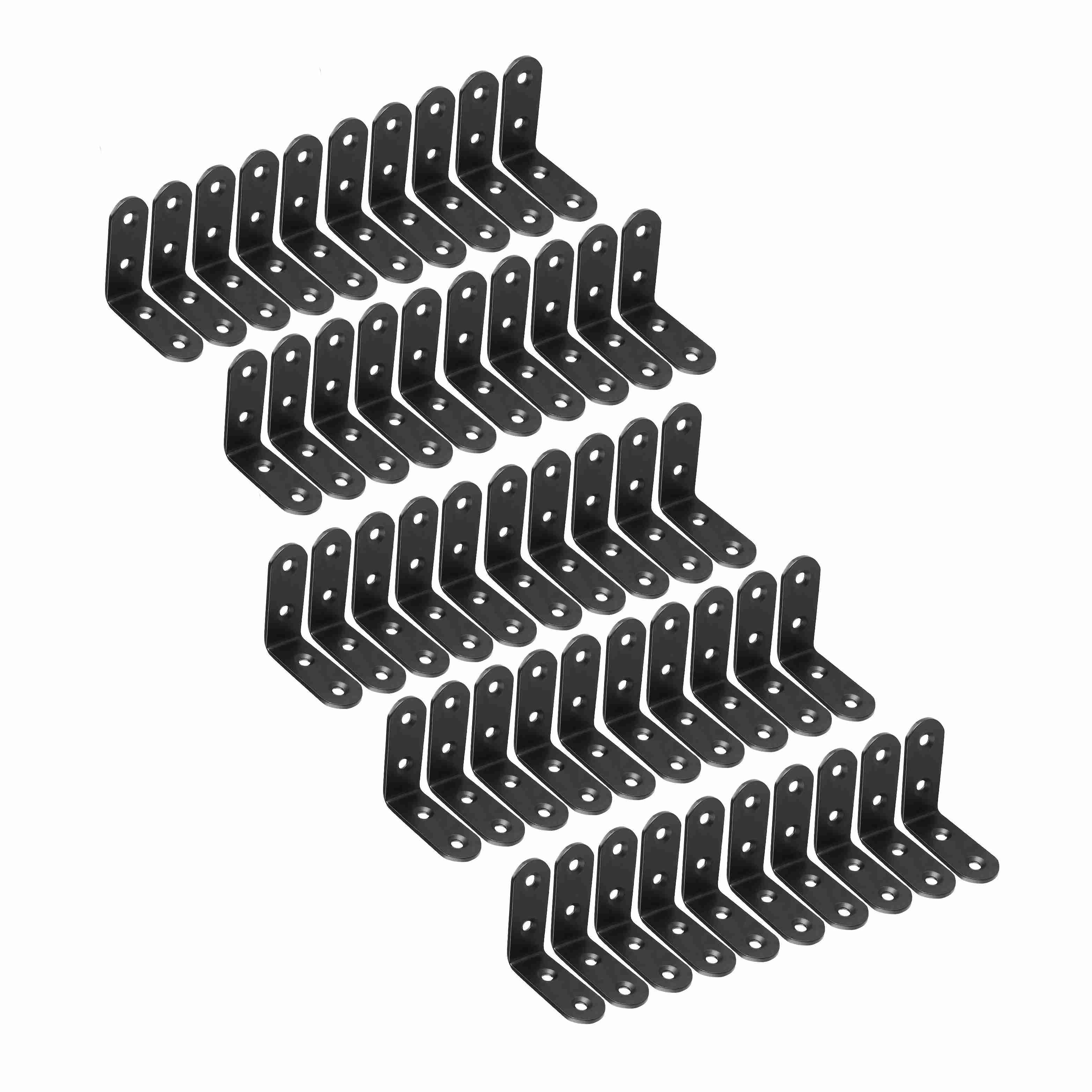 SHGO -50Pcs Black Stainless Steel L Brackets Corner Braces for Shelves L Shape Right Angle Shelf Support Cabinet and Furnitur: Default Title