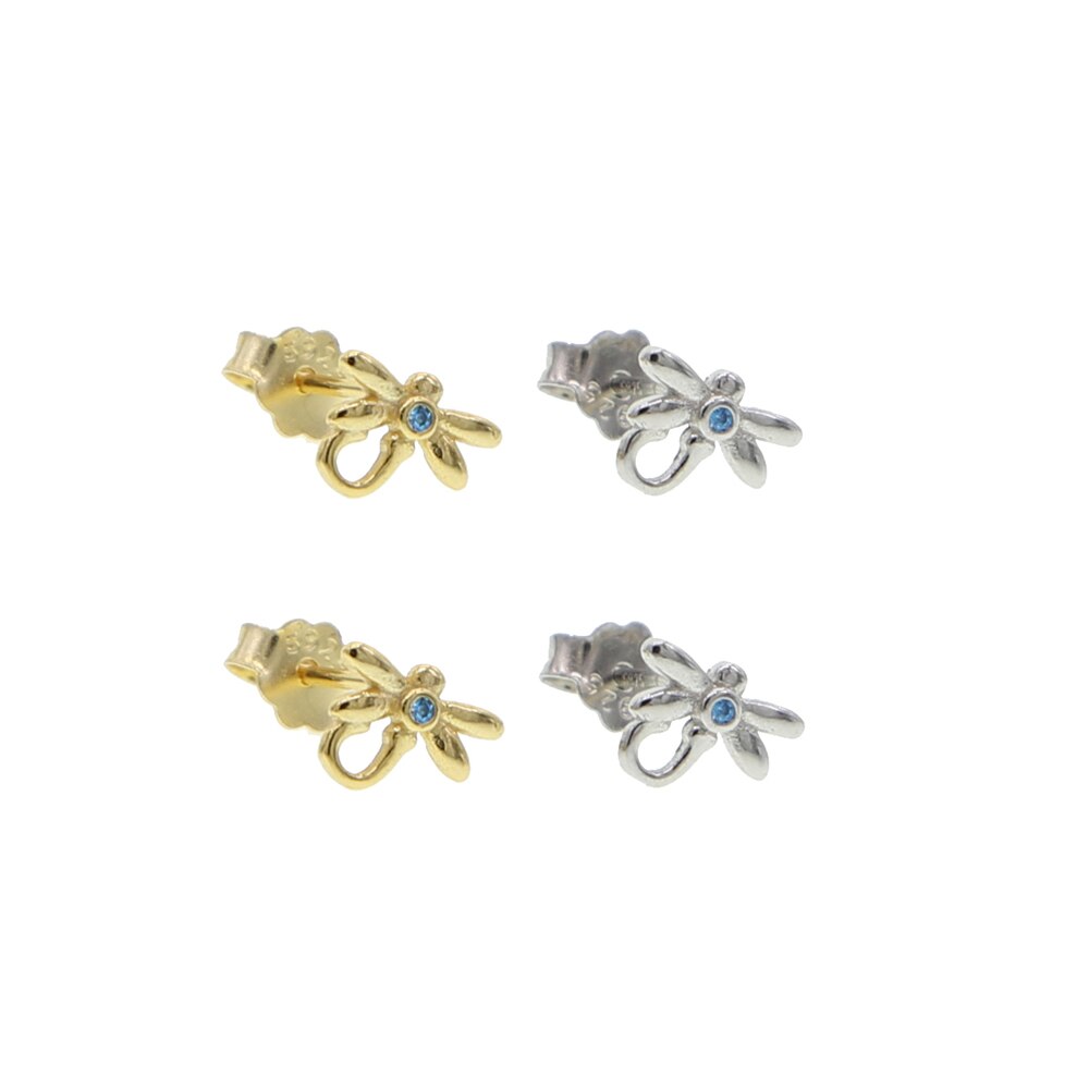 Real 925 Sterling Silver Small Cute Minimal Stud Earring For Women Starfish Bee Butterfly Spider Dragonfly Charm Jewelry