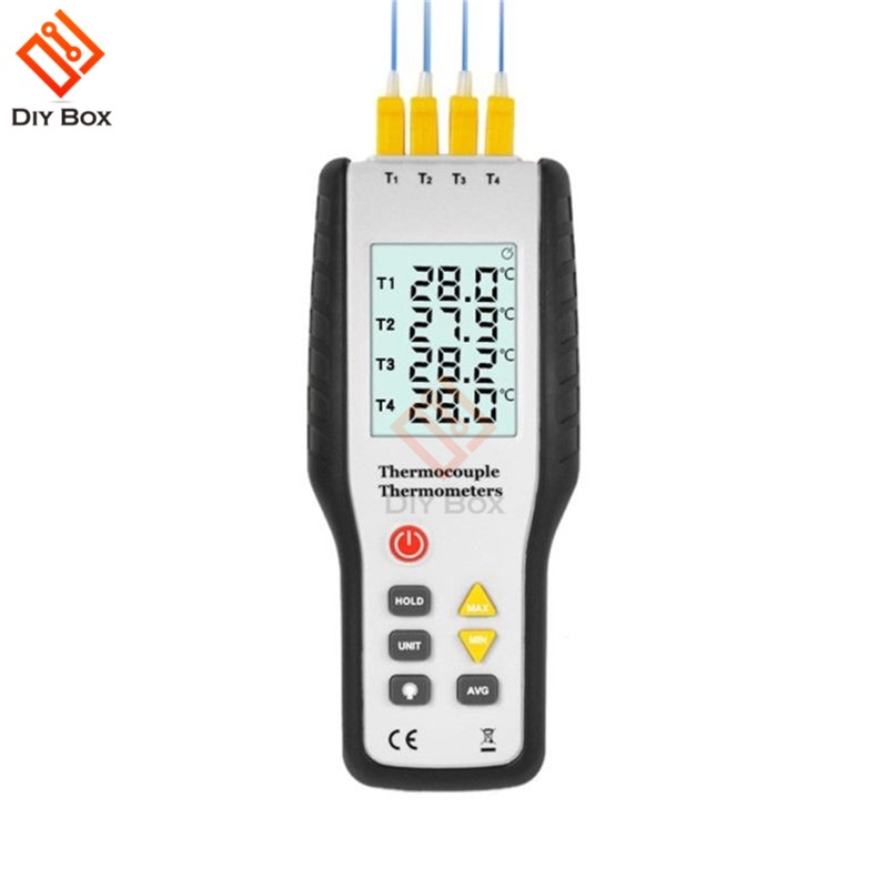 4 Kanaals Digitale Thermokoppel Sensor Thermometer K Thermokoppel Sensor Industriële Test Temperatuur Meter