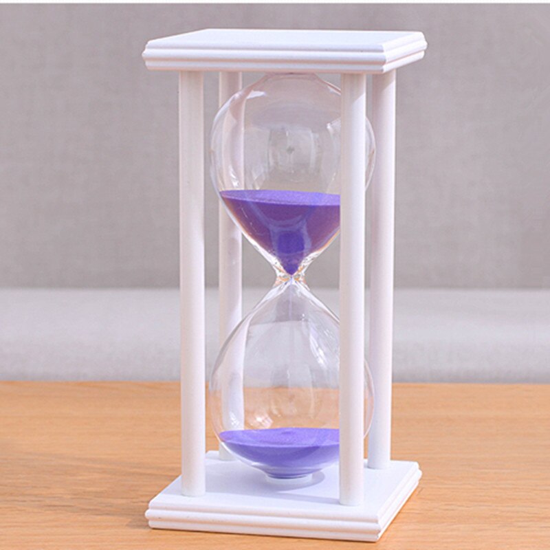 Eogoe Houten Zandloper Zandloper Zand Timer 30/60 Minuten Desktop Decoratieve Klok Voor Kids Home Decor: white-purple sand / 30 min