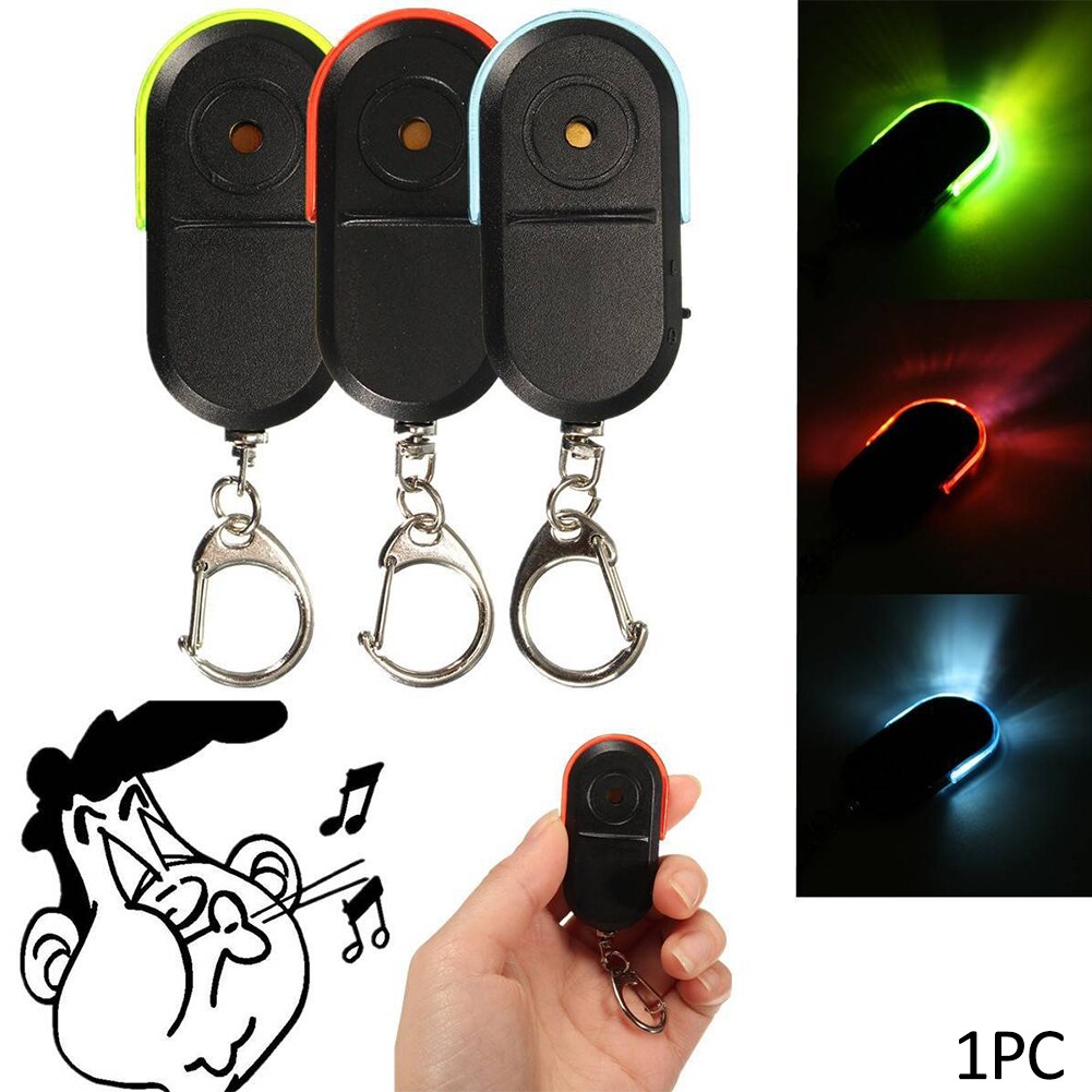 Locator ABS Anti-lost Keychain Mini Battery Operated Whistle Sound Wireless LED Light Alarm Portable Key Finder