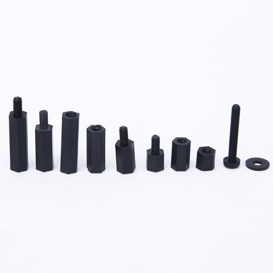 bolt and nut 88pcs/box Black Nylon Hex Standoff Cross Screw Hex Nuts Assortment Kit Nut and Bolt Sets