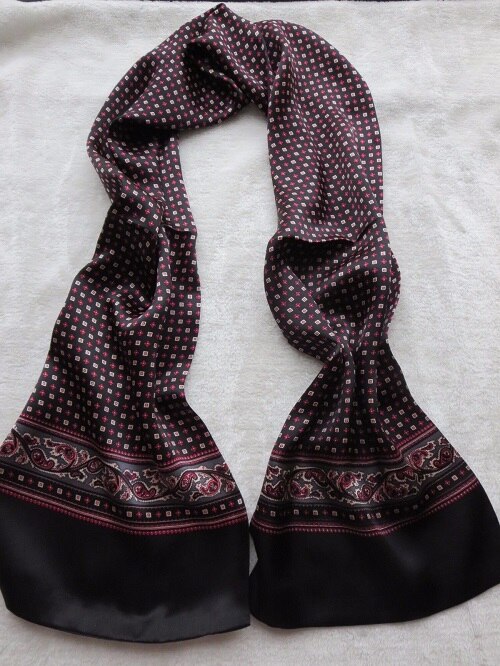 Mænd& #39 ; s 100%  mulberry silketørklæde dobbelt lag langt halstørklæde kontor business cravat blå sort rød: Sort