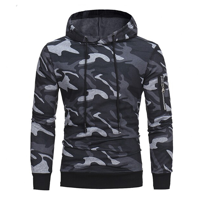 Autumn And Winter Outdoor Sports Hoodie Loose Camouflage Hoodie men&#39;s Sports Track Suit Gym Fitness Training Sports Top: gray / L
