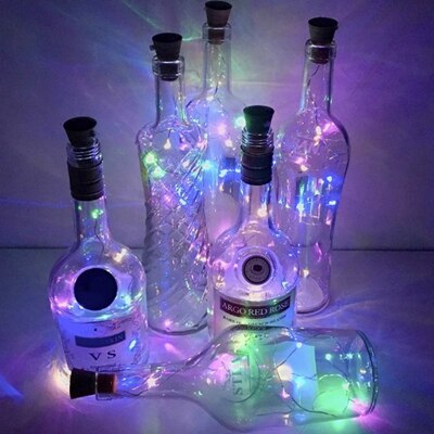 LED Kork Gebühr Lichter draussen Solar- Wein Flasche Schnur Lichter Kupfer Draht Nacht Licht Für Weihnachten Hochzeit Garten Party Dekor: RGB