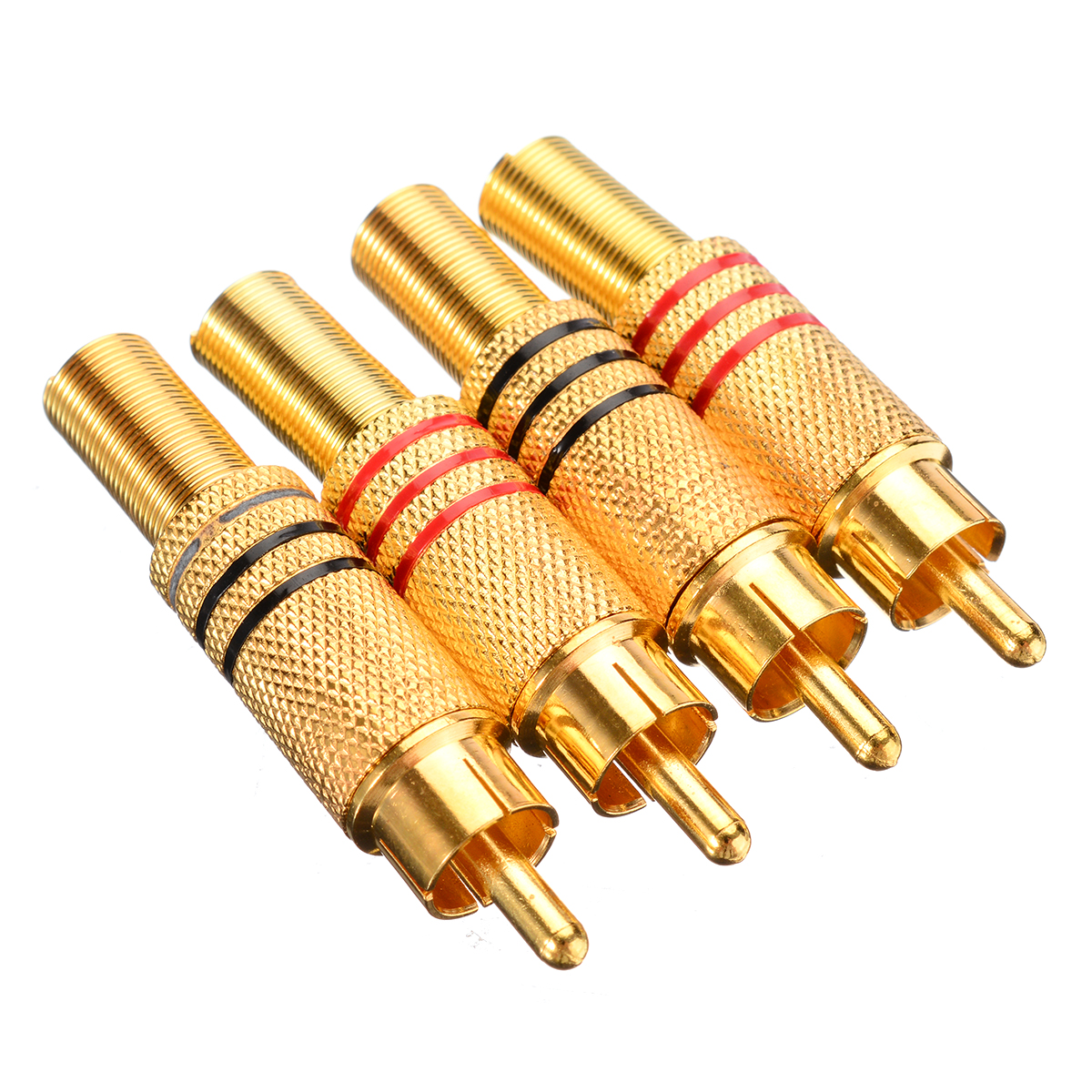 4Pcs Gold Plated RCA Connector RCA Phono Male Plug Solder Audio Video Cable Adapter Connectors for Audio Speaker