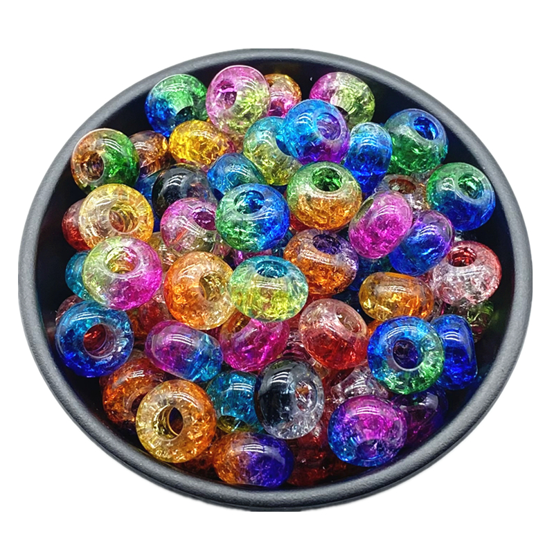 20pcs/lot 15x9mm Mixing Color Big Hole Acrylic Beads Loose Spacer Oblate Circle Bead Necklace Bracelet Pendant Jewelry Making