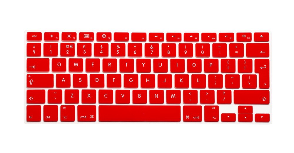 Eu layout engelsk tastatur cover silikone skin til macbook pro 13 " 15 " 17 " (med eller uden retina display) og macbook air 13 ": Rød
