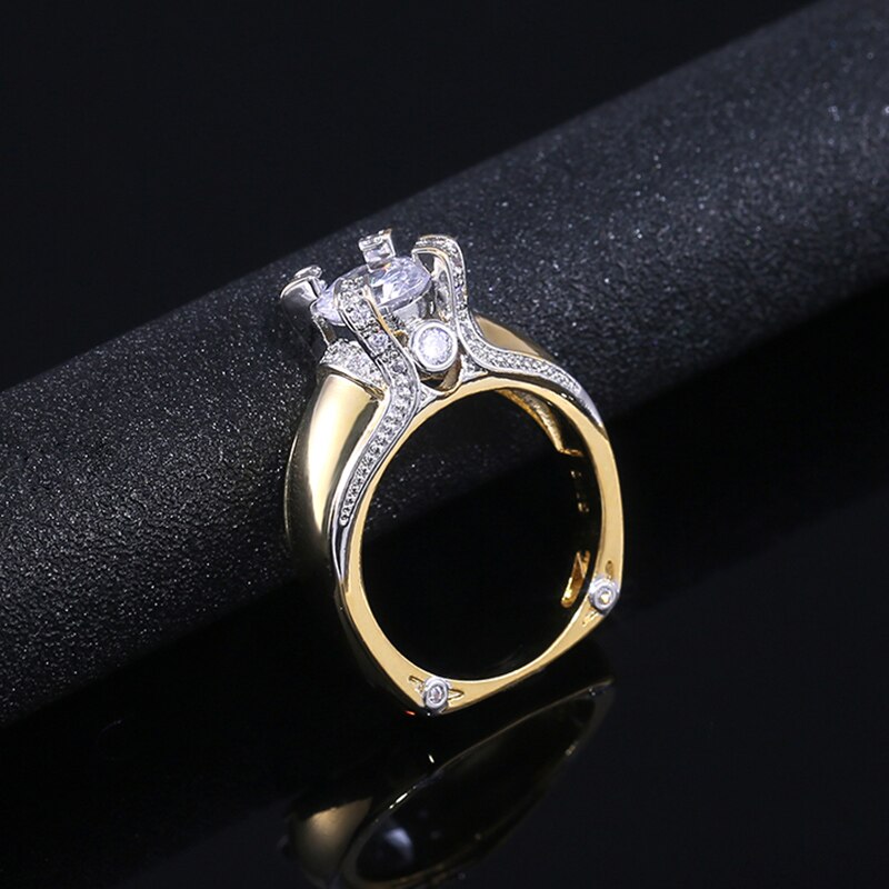 Huitan Claddagh Gouden Kleur Punk Stijlvolle Vrouwen Ringen Met Aaa Crystal Steen Griffenzetting Prachtige Femme Sieraden Ring