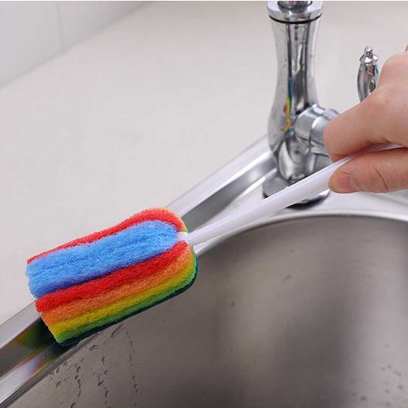 Botella de agua desmontable taza de lavado de vidrio esponja depurador de cepillo de limpieza con mango utensilios de limpieza cepillo de vidrio