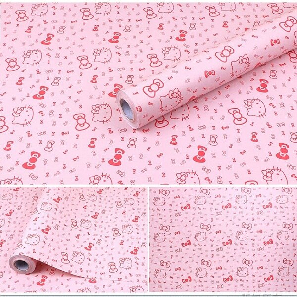 45 CM X 1000 CM HelloKitty Waterdichte PVC zelfklevende behang muurstickers woonkamer TV muur slaapkamer kids creatieve: WHITE