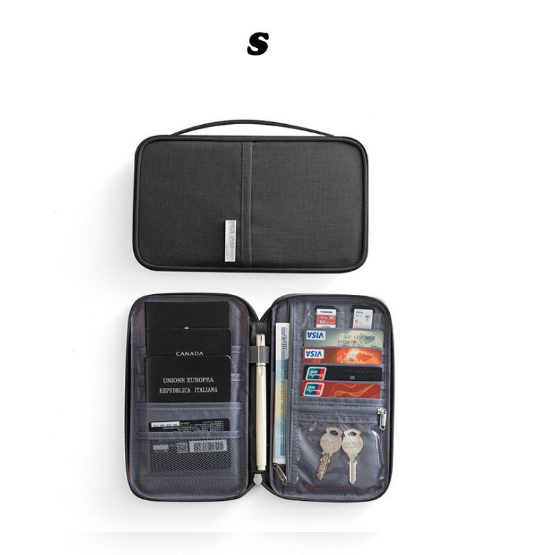Reizen Portemonnee Familie Paspoorthouder Creatieve Waterdichte Document Case Organizer Travel Accessoires Document Tas Kaarthouder: Black-S