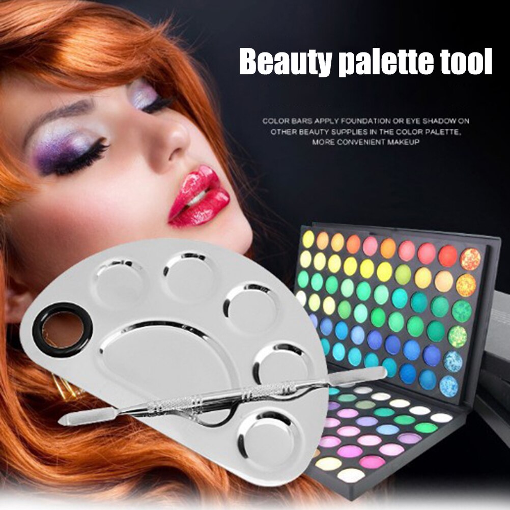 Artist Mixing Palette Stainless Steel 6 Holes Makeup Palette Nail Art Polish Mixing Plate Cosmetic for Mixing Foundation