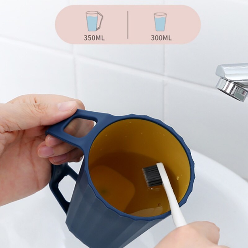 Brushing Cup With Handle Wash Cups Couple Mouthwash Cup-Small Fish Dark Blue With Handle Toothbrush Holder Good Morning