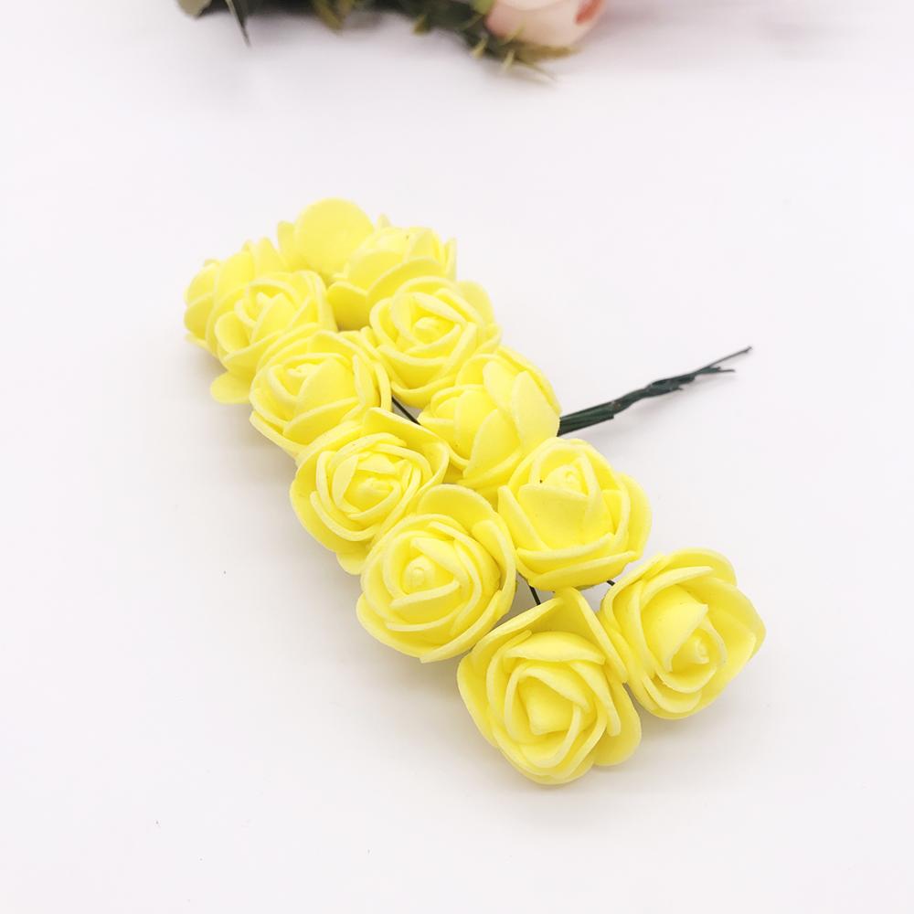 144 stykker billige kunstige blomster mini skum bamse med roser buket vase til boligindretning bryllup dekorativ blomsterkrans: 6