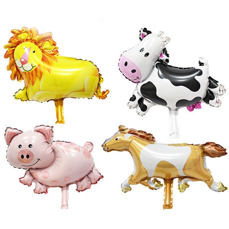 50 stks/partij Mini Koe Paard Varken Helium Folie Ballonnen Dier Thema Air Ballonnen Verjaardagsfeestje Suppies Kids Speelgoed Globos