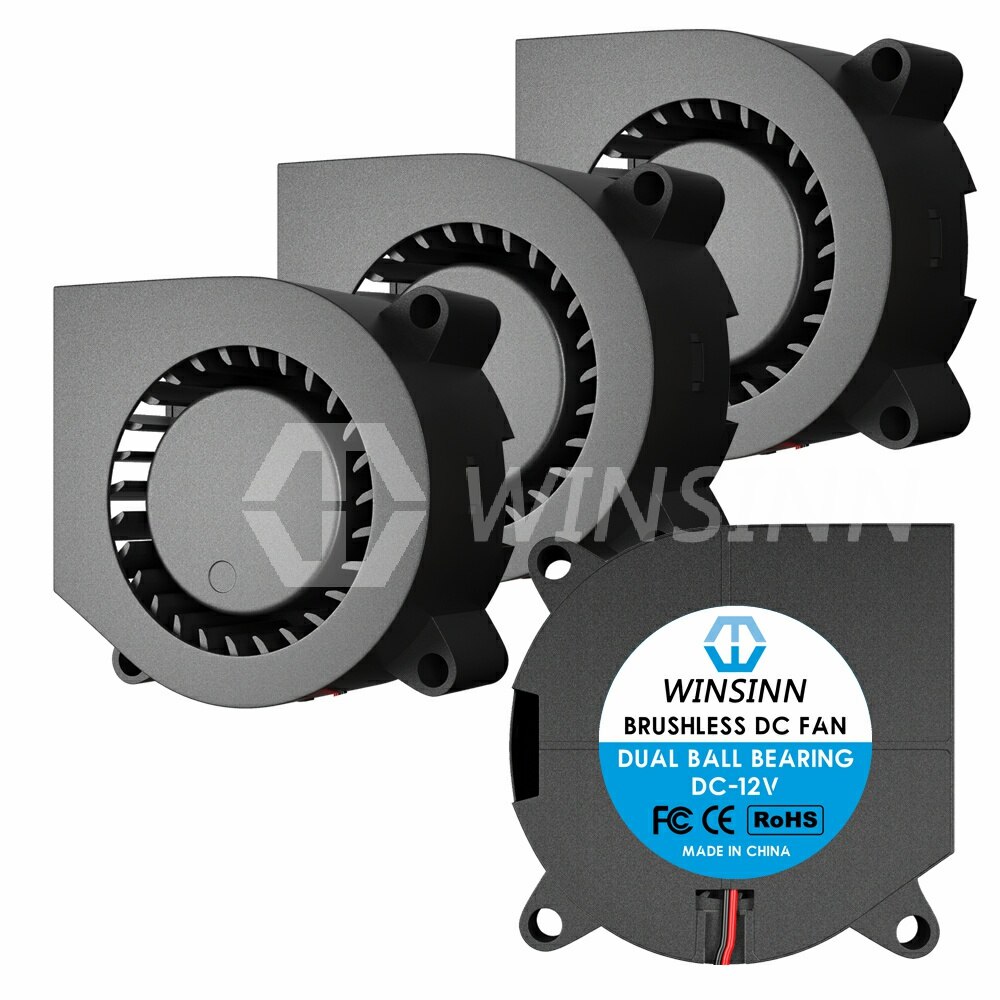 WINSINN 4020 40mm Blower Fan 5V 12V 24V Hydraulic / Dual Ball Bearing Brushless Cooling Turbine Turbo 40x20mm 2PIN [4-Pack]: black