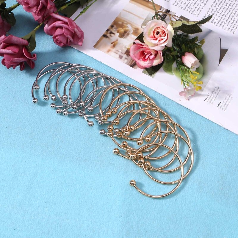 10 pezzi placcato argento bianco braccialetto braccialetto vite fine palla polsino perline fascino gioielli fai da te per donna uomo polsino regali braccialetto