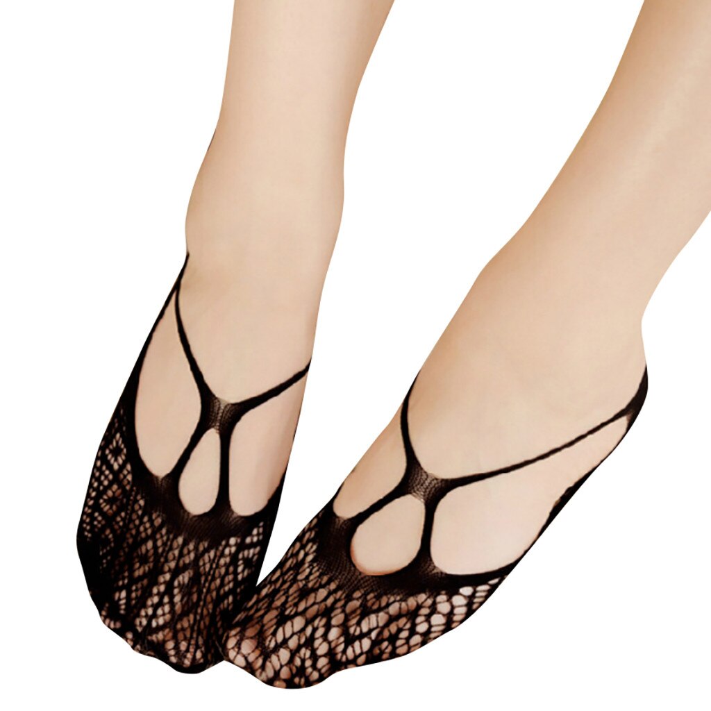 Calcetines invisibles de encaje antideslizantes para mujeres, calcetín de mezcla de algodón para mujeres, de corte bajo, de cinco dedos, antideslizantes, 1 par