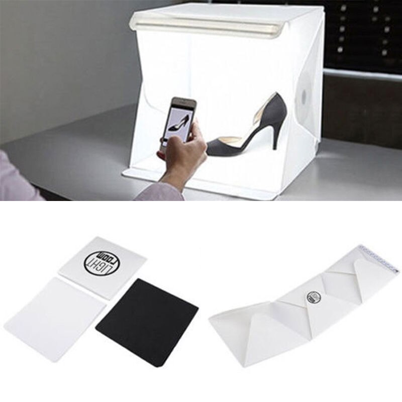 Mini Folding Lightbox Photography Photo Studio Softbox 2 Panel LED Light Soft Box Photo Background Kit Light box for DSLR Camera