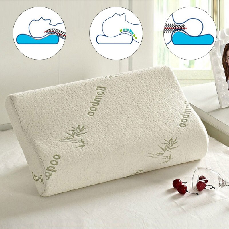 Slaapkamer Kussen Bamboe Memory Foam Contour Kussen Nek Kussen Orthopedische King/Queen Bed Comfortabele Omkeerbare Bamboe Kussen