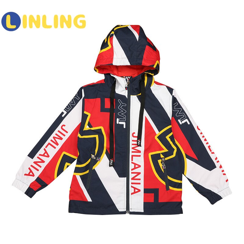 LINLING della Molla di Modo di Autunno Giacca per I Ragazzi Capretti del Cappotto Giacca A Vento con Cappuccio Tuta Sportiva Dei Bambini Vestiti Abbigliamento V302