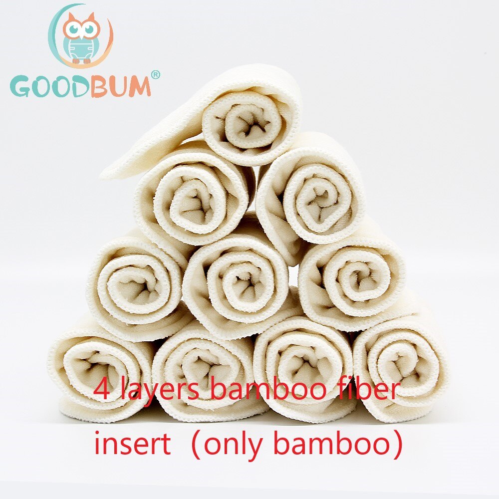 Goodbum – couche-culotte en Fiber de bambou, 4 couches, réutilisable, Super doux, pour bébé, uniquement en bambou