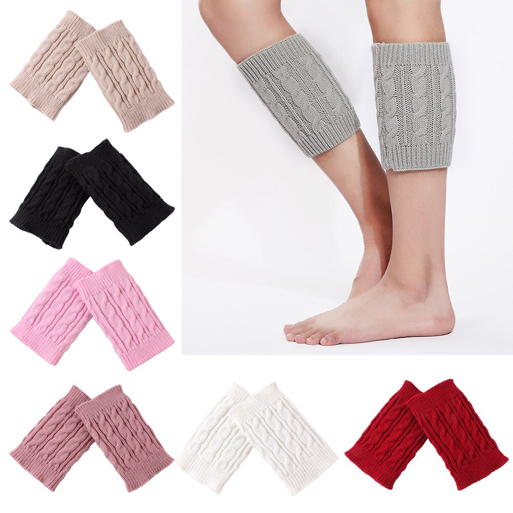 One Pair Winter Thick Warm Knitted Leg Warmers Socks Boot Cover Stripe For Women Lace Stretch Boot Leg Cuffs Boot Socks