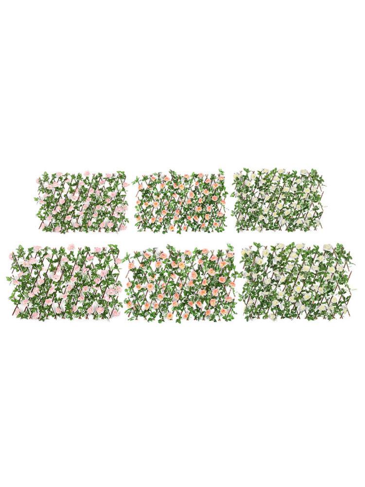 S/M di Legno Siepe con dovuto Colori Boccioli di Foglie di Decorazione del Giardino di selezione Espansione Traliccio Dello Schermo di Segretezza Solido Recinto di Legno