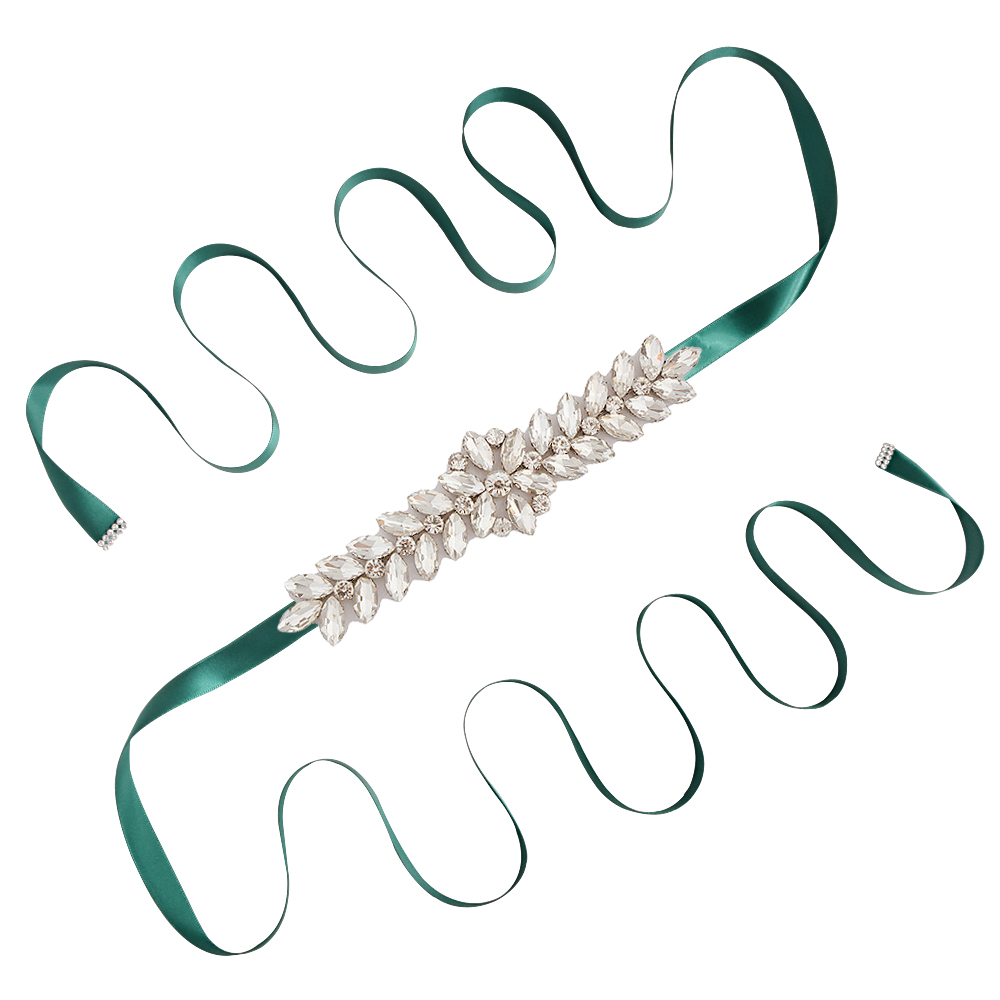 Trixy S69 Prachtige Strass Riem Bruiloft Riem Bruidsjurk Accessoires Huwelijk Bruids Sjerpen Bruiloft Bruids Riem Voor Bruiden: green