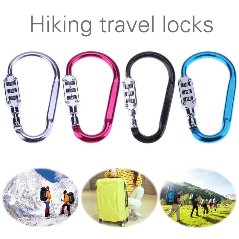 Metal Handy Helmet Lock Combination Outdoor Climbing Gear 3 Digit Code Lock Climbing Carabiner Outdoor Rock