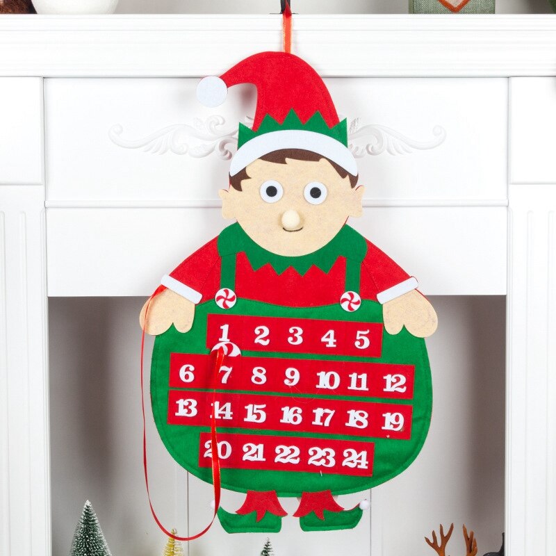 Jul adventskalender snögubbe jultomten tygkalender för fest öppen spis vägg fönsterhänge xmas hängande dekor
