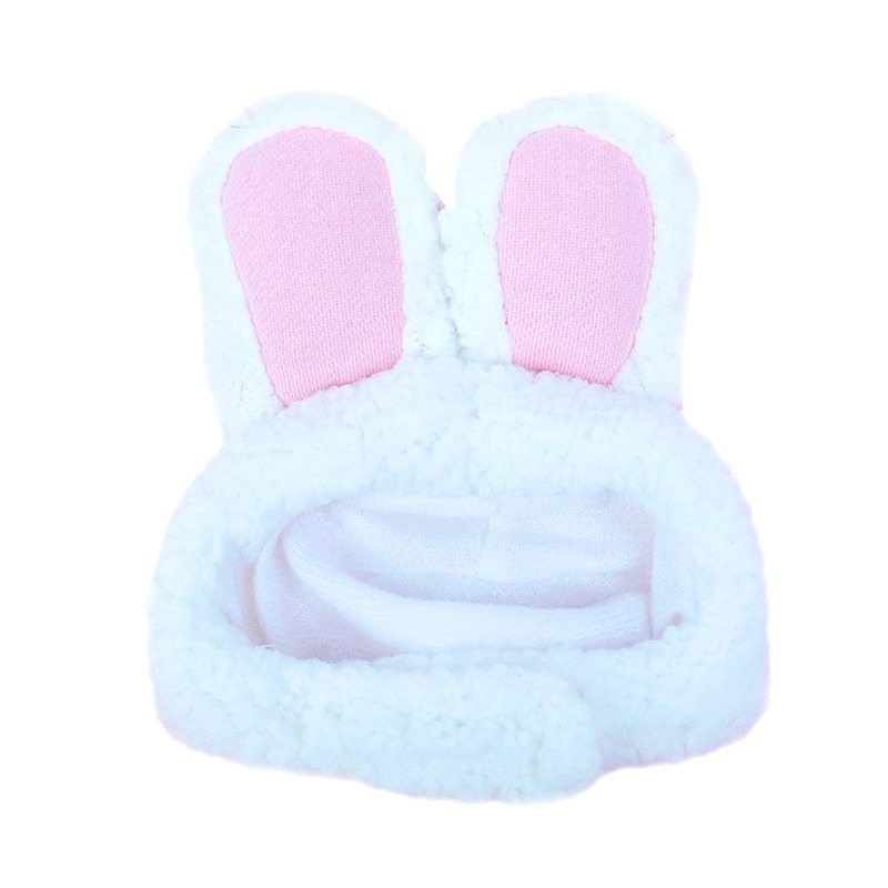 Costume tête de lapin pour chat, ours en peluche pour chien, couvre-chef Garfield, oreilles de lapin, chapeau pour animaux de compagnie de célébrité d'internet: WHITE