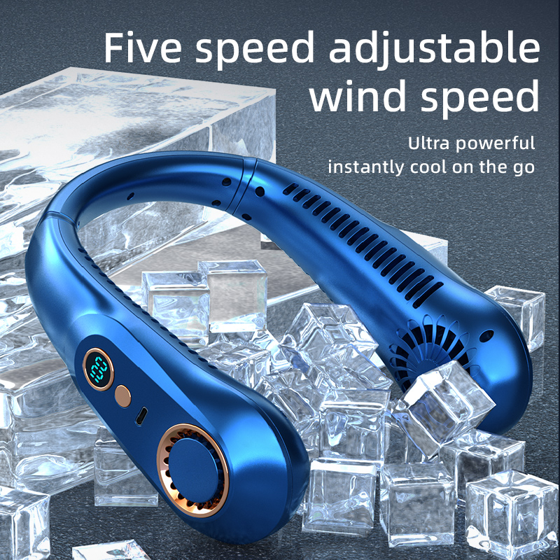 Hanging Neck Fan Digital Display Power Ventilador Bladeless Neckband Fan Portable Mini Air Cooler USB Rechargeable Electric Fans