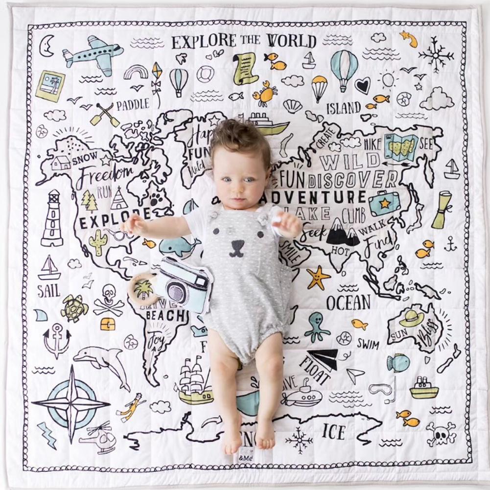 Alfombra para gatear para bebé, alfombra para gatear con viñetas de animales de la tierra, decoración para dormitorio de niños, sala de estar alfombras para, alfombra de juego para educación temprana: Default Title