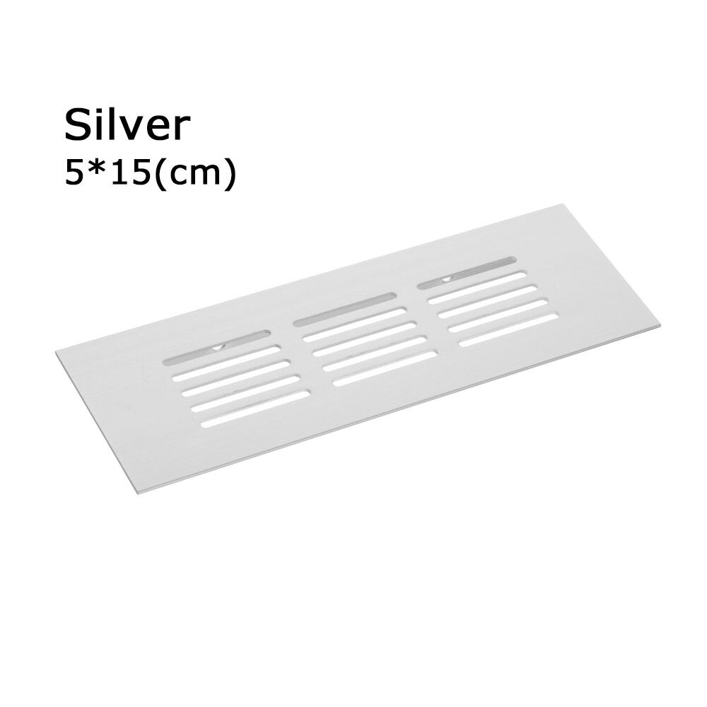 Rejilla de ventilación de aleación de aluminio para armario, cubierta de orificios, adornos, rejilla de ventilación: silver-5x15cm-