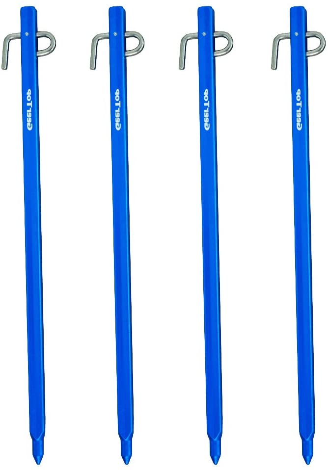 Geertop 4 Pack Metal Tent Stakes Heavy Duty Camping Stakes 11 inch Long Ground Stakes for Camping Tent Rain Tarp Outdoor: blue