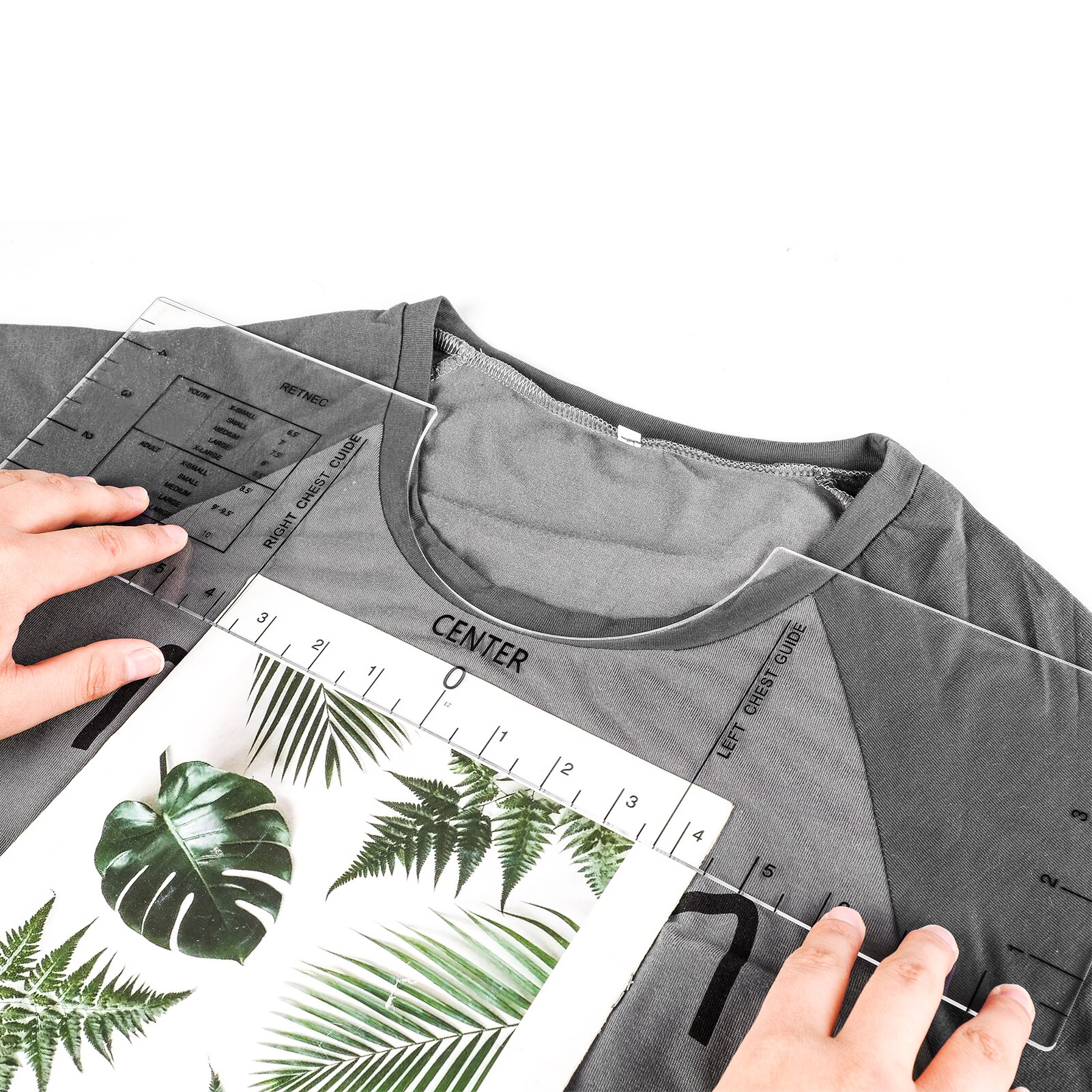 4PCS T-Shirt Alignment Rulers For Guiding T-Shirt Rulers With Size Chart DIY Drawing Template Craft Tool Drafting