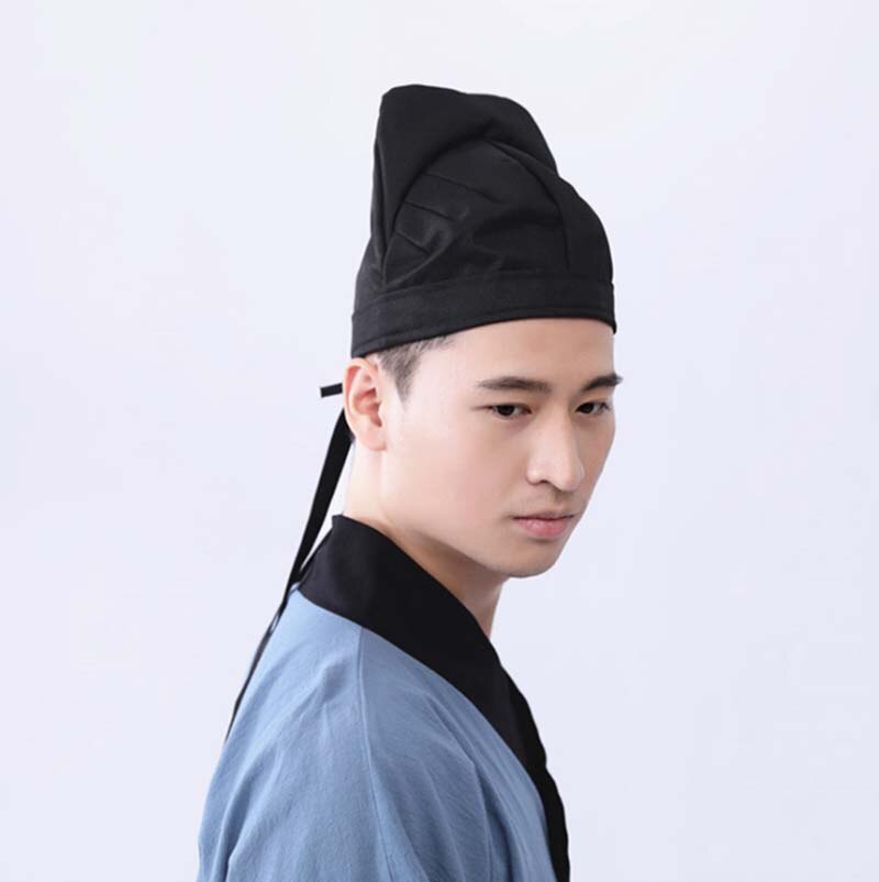 Hanfu Hat Men Futou TANGJian Tangzhi Hat Headdress Hanfu Mingzhi Headdress Ancient Fittings Black Confucian Towel For Men: Black A / M 56-58cm