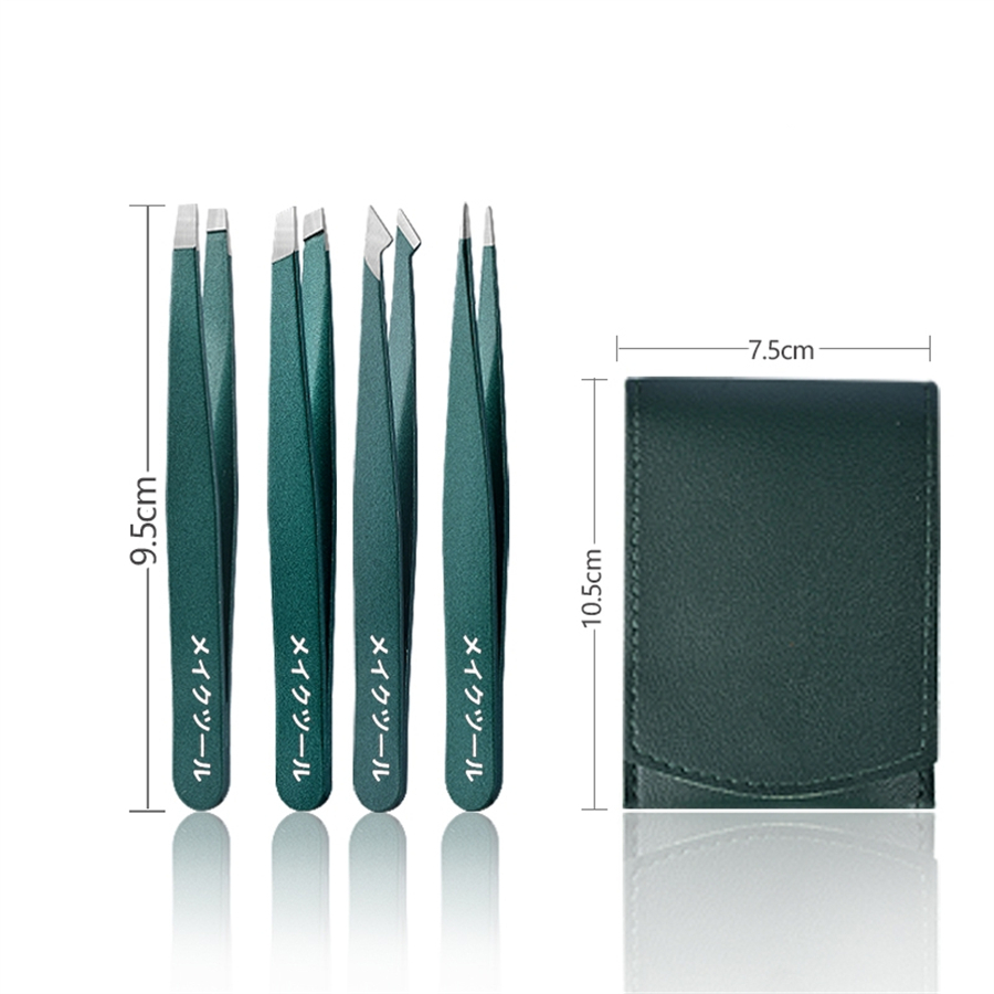 4-teiliges Pinzetten-einstellen aus Edelstahl, unisex, professionelle Präzision für Gesichtshaare, Augenbrauen, eingewachsene Haare und Splitter, langlebig und er: Minze