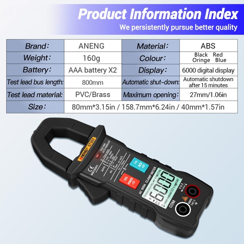 Digital Bluetooth Multimeter Clamp Meter 6000 Counts True RMS DC/AC Voltage Tester AC Current Hz Capacitance Ohm Tester