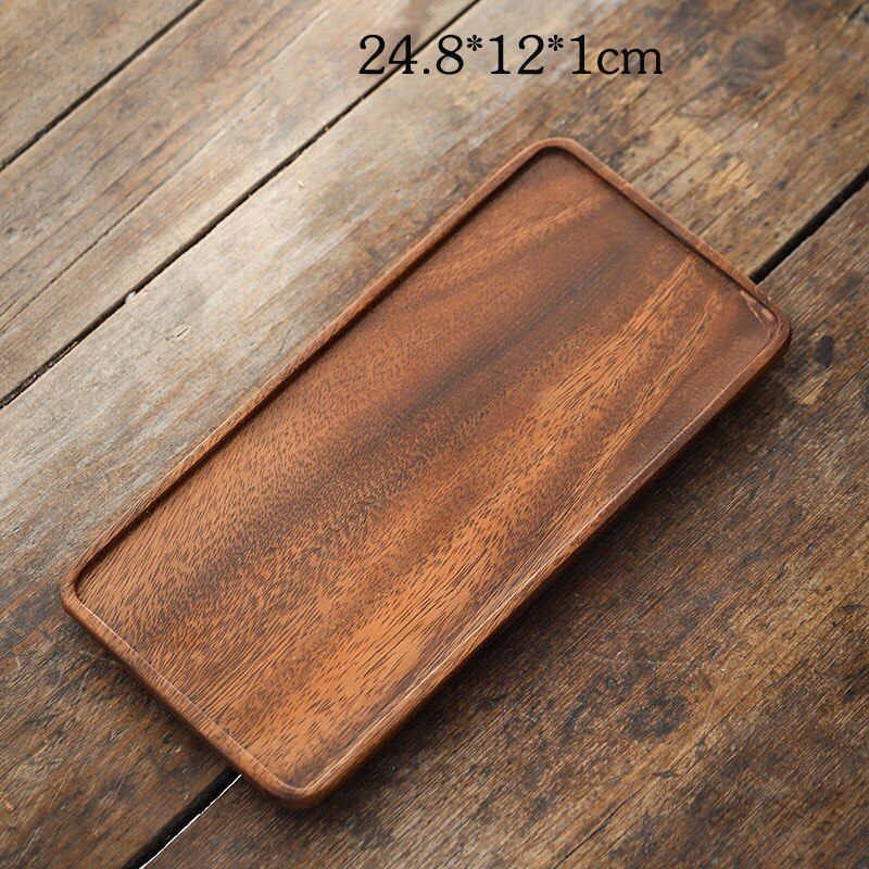 Musowood Acacia Rectangle Wooden Tea Tray Serving Table Plate Snacks Food Storage Dish for Hotel Home Serving Tray: 1